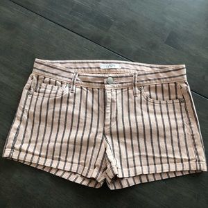 LOFT Crème Stripes Shorts